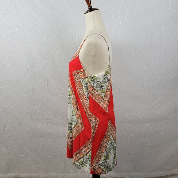 Renee C. Womens Shift Dress Size L Red Bandana Print Spaghetti Strap Scoop Neck - Picture 5 of 8